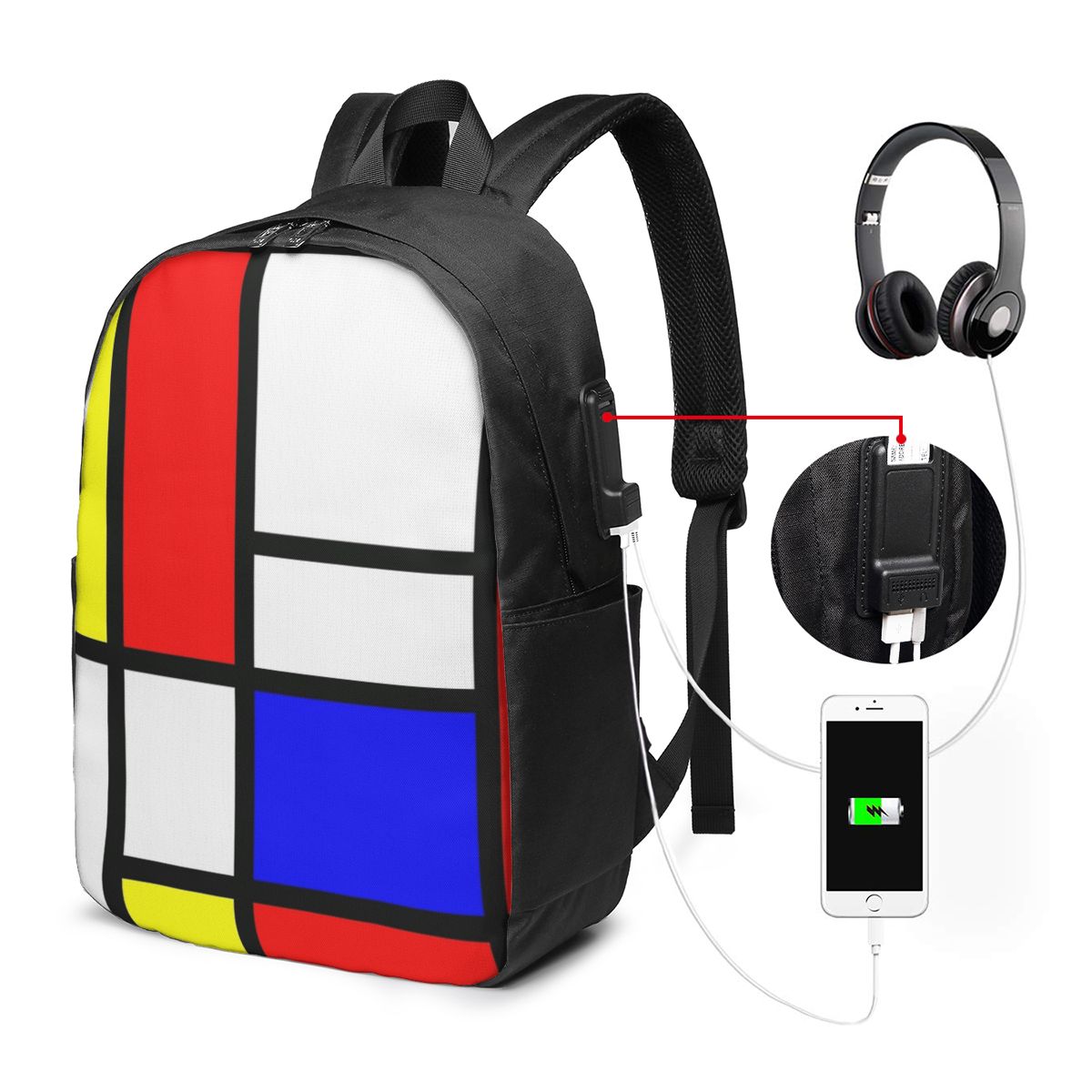 Laptop Bag - Рюкзак Piet Mondrian Composition, дорожная сумка